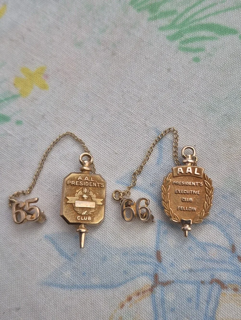 🌙Vintage 10K Solid Gold AAL President's Club Tie Tack Set 1965 & 1966 Pins 7g